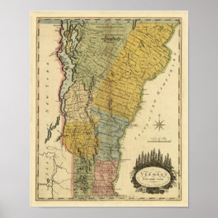 Vermont, from actual Survey - Vintage 1814 Map Poster