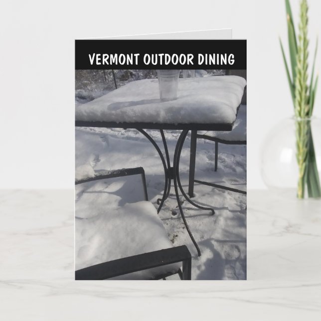 VERMONT FUNNY CHRISTMAS CARD 'WINTER DINING' DANKESKARTE (Vorderseite)