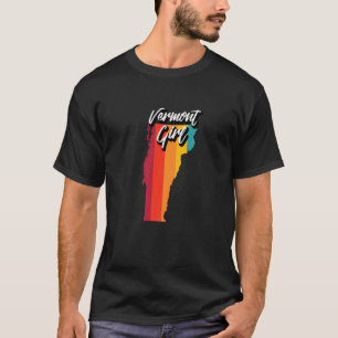 Vermont Girl Zuhause Staat Retro 70er Stripes Verm T-Shirt