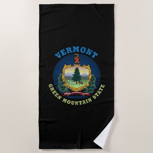 VERMONT GREEN BERGSTAAT FLAG STRANDTUCH (Vorderseite)