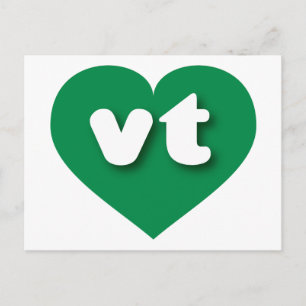 Vermont green heart - I Liebe vt Postkarte