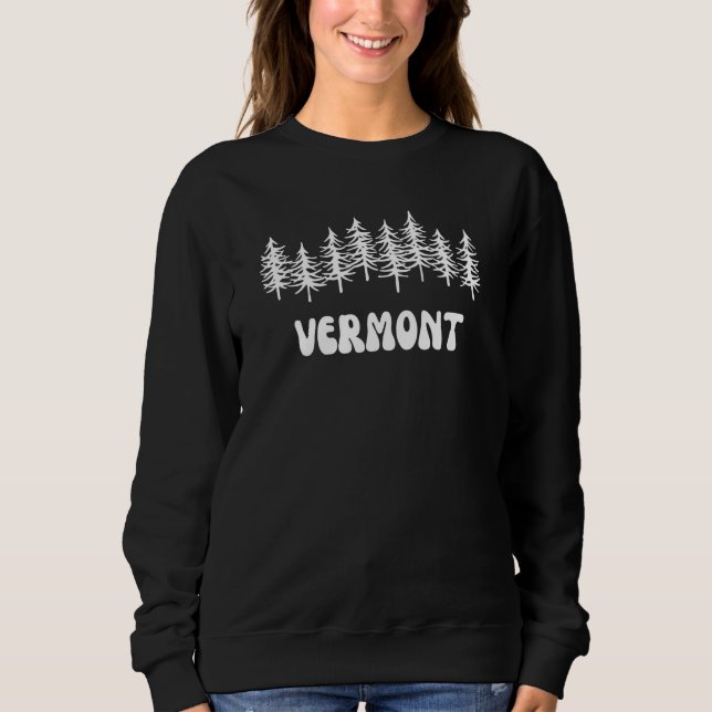 Vermont Groovy Artistic Nature Trees Retro Vintage Sweatshirt (Vorderseite)