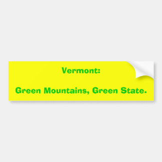 Vermont: Grüne Berge, grüner Zustand Autoaufkleber