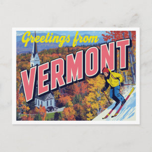 Vermont Herbstlaub Skifahren Kirche Postkarte