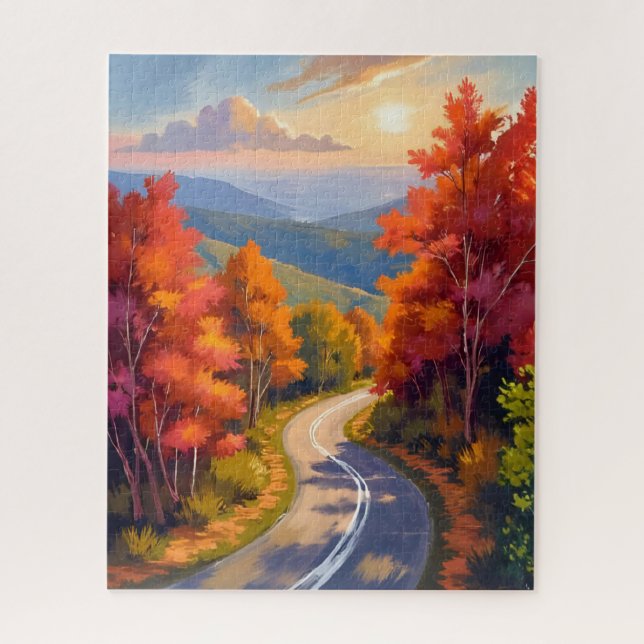 Vermont Herbstlaub Wasserfarbenlandschaft Puzzle (Vertikal)