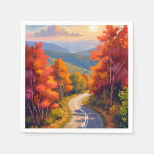 Vermont Herbstlaub Wasserfarbenlandschaft Serviette