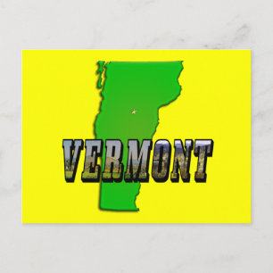 Vermont-Kartenskizze und Bildtext Postkarte