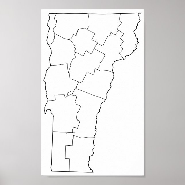 Vermont Landkreises Leere Kontur Karte Poster (Vorne)