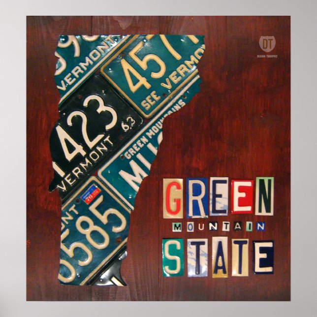 Vermont License Plate Karte drucken Poster (Vorne)