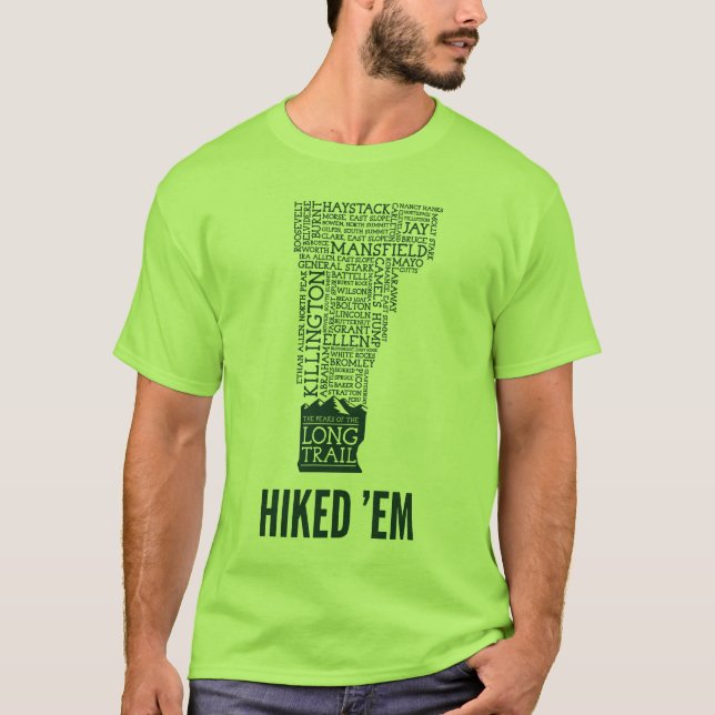 Vermont Long Trail Hiked T - Shirt (grünes Logo) (Vorderseite)
