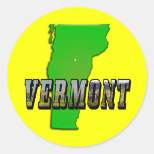 Vermont Map Kontur und Bildtext Runder Aufkleber
