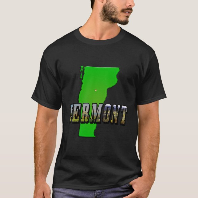Vermont Map Kontur und Bildtext T-Shirt (Vorderseite)