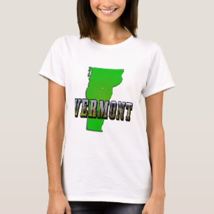 Vermont Map Kontur und Bildtext T-Shirt