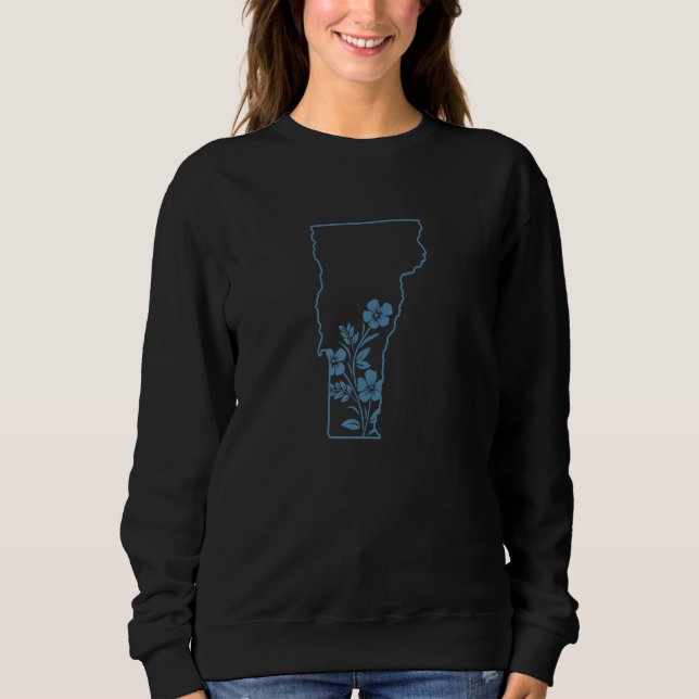 Vermont Map Outline with Flowers USA America Sweatshirt (Vorderseite)