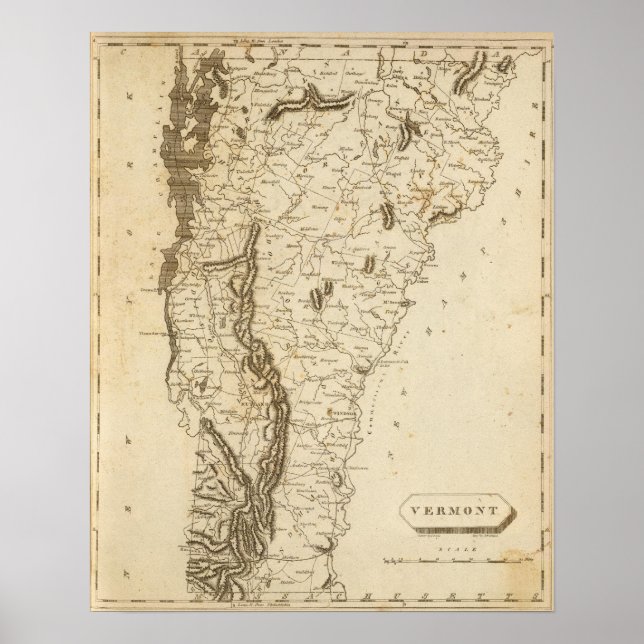 Vermont Map von Arrowsmith Poster (Vorne)