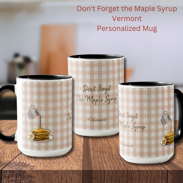 Vermont Maple Syrup Gingham Tasse (Vermont Maple Syrup Personalized Mug)