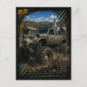 Vermont Monster Truck Gelände Kunst Postkarte