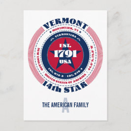 Vermont, Montpelier, VT, Patriotic, Monogramm Postkarte
