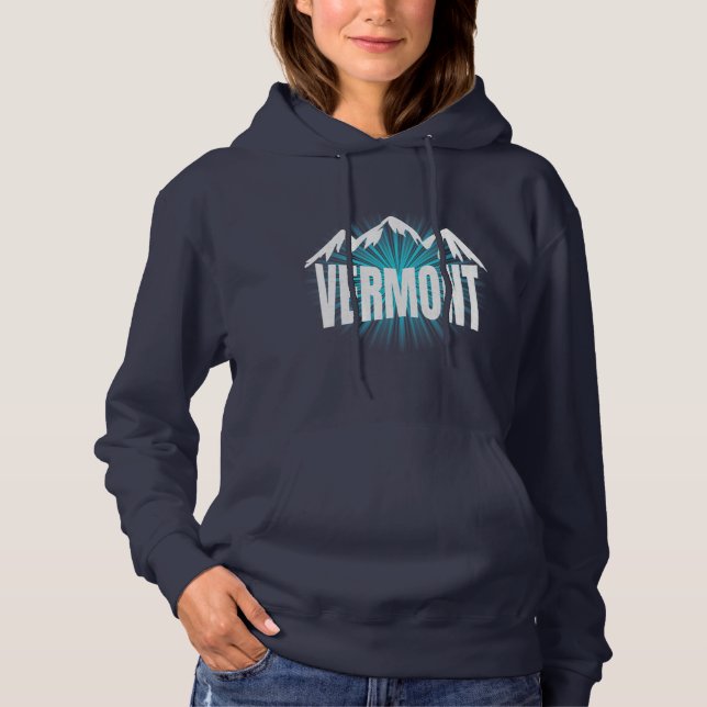 Vermont Mountain Blue Sky Cool VT Mountains Winter Hoodie (Vorderseite)
