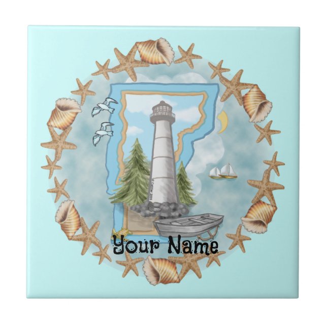 Vermont Muscheln Lighthouse Tile Fliese (Vorderseite)