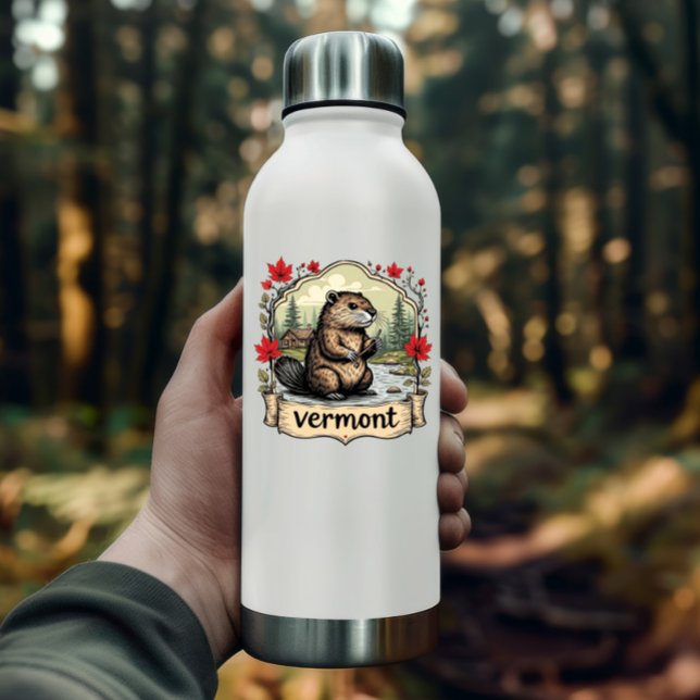 Vermont-Natur-Aufkleber | Biber- und Wald-Aufklebe Aufkleber (Vermont Nature Sticker | Beaver & Woods Sticker by PiggyPrint Stickers. )