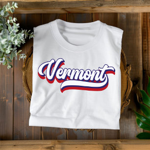 Vermont Red White and Blue Vintag Script T - Shirt