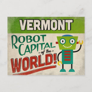 Vermont Roboter - Lustige Vintage Postkarte