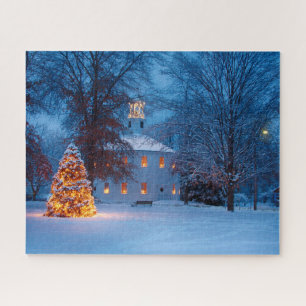 Vermont Round Church zu Weihnachten Puzzle