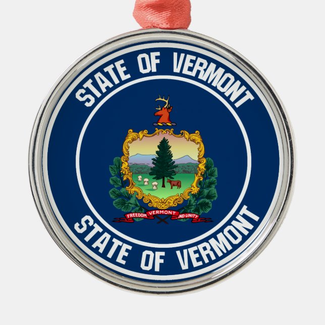 Vermont Round Emblem Ornament Aus Metall (Vorne)