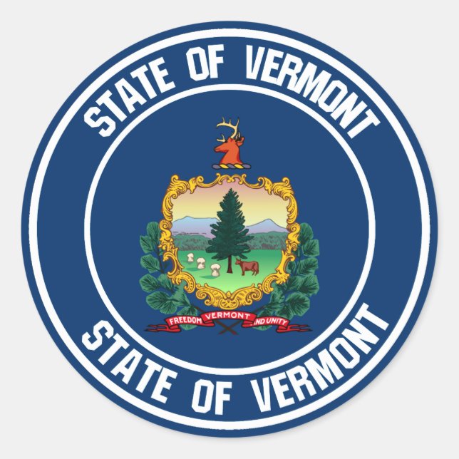 Vermont Round Emblem Runder Aufkleber (Vorderseite)