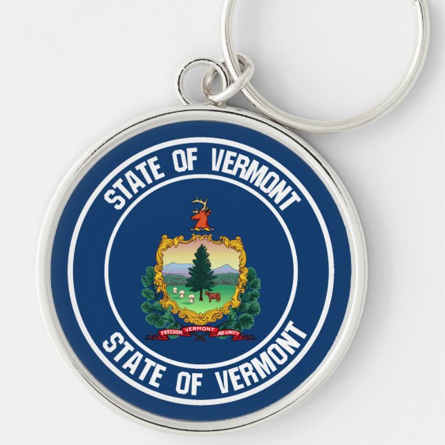 Vermont Round Emblem Schlüsselanhänger (Vorne)