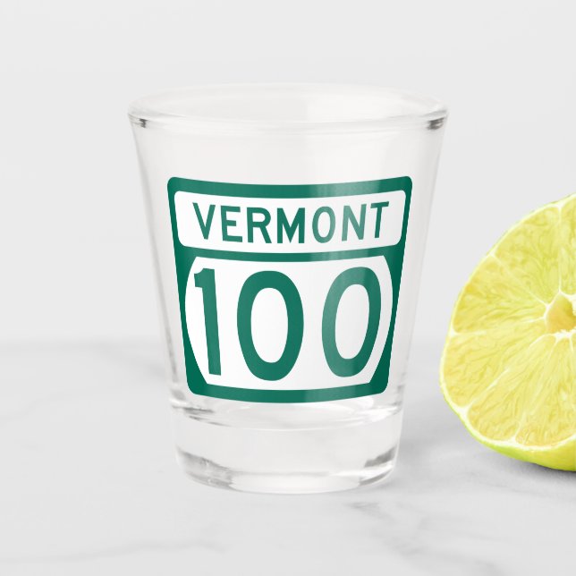 Vermont Route 100 Straßenschild Schnapsglas (Vorderseite)