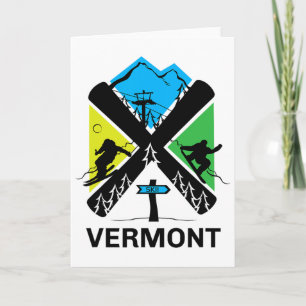 Vermont Ski T-Shirt - Skifahren und Snowboard-Zube Karte