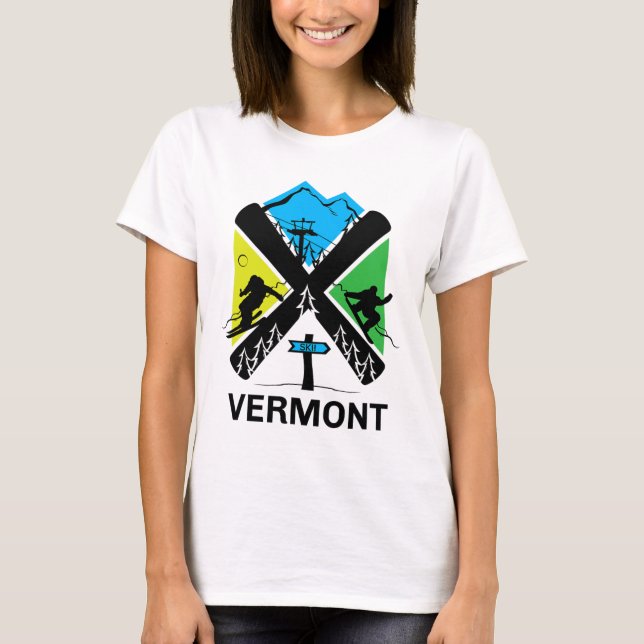 Vermont Ski T Shirt - Skiing And Snowboard Accesso (Vorderseite)