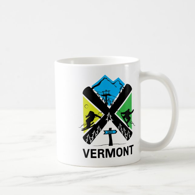 Vermont Ski T Shirt - Skiing And Snowboard Accesso Kaffeetasse (Rechts)
