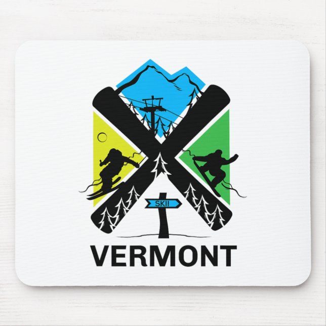 Vermont Ski T Shirt - Skiing And Snowboard Accesso Mousepad (Vorne)