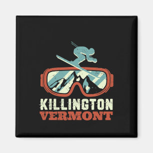Vermont Snow Mountain Vintages Retro Skifahren und Magnet