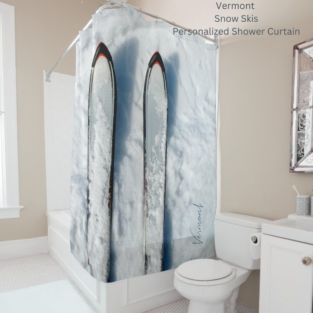 Vermont Snow Ski Duschvorhang (Vermont Snow Skis Personalized Shower Curtain)