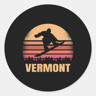 Vermont Snowboarden Vintage Vt Snow Boarder Retro Runder Aufkleber