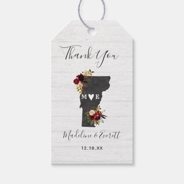 Vermont Staat Destination Rustic Wedding Vielen Da Geschenkanhänger (Vorderseite)