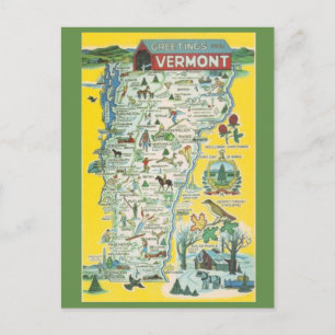 Vermont Staat Karte Postkarte