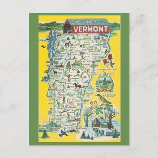 Vermont Staat Karte Postkarte (Vorderseite)