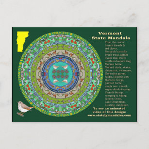 Vermont Staat Mandala Postcard Postkarte