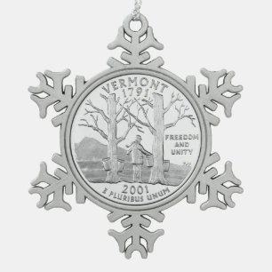 Vermont Staat Quarter Schneeflocken Zinn-Ornament
