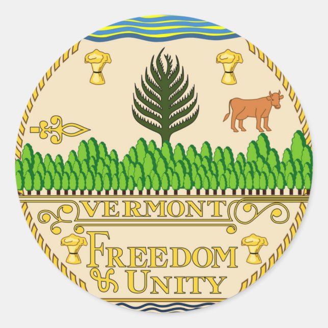 Vermont Staat Siegel Amerikanische Republik Symbol Runder Aufkleber (Vorderseite)