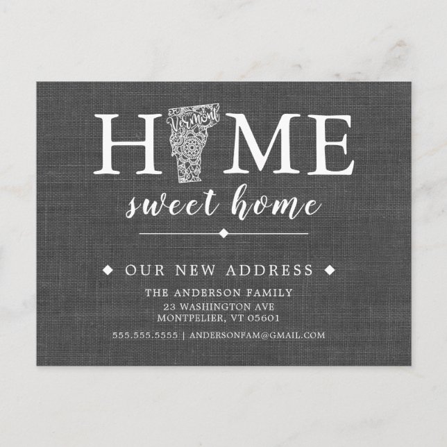 VERMONT Staat-Umstiegskarte Ankündigungspostkarte (Vorderseite)