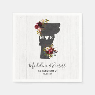 Vermont Staat Zielort Rustikale Hochzeitmonogramm Serviette