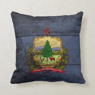 Vermont-Staats-Flagge auf altem hölzernem Korn Kissen