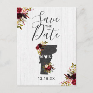 Vermont State Destination Rustikal Save the Date Ankündigungspostkarte