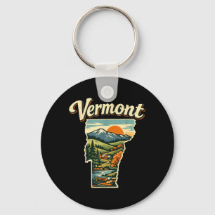 Vermont State Sonnenuntergang Berg Camping Seeszen Schlüsselanhänger